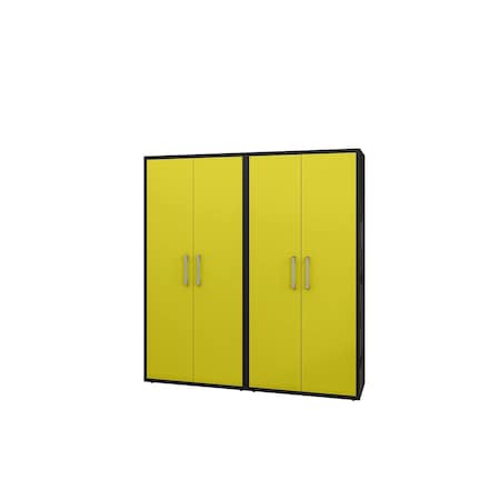 Manhattan Comfort Eiffel Storage Cabinet in Matte Black and Yellow (Set of 2) 2-250BMC84